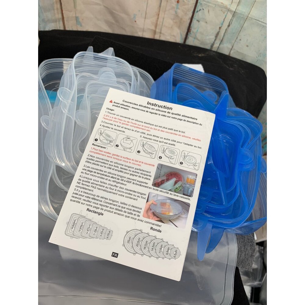 Longzon Silicone Food Storage Covers Pink Blue Clear Yellow